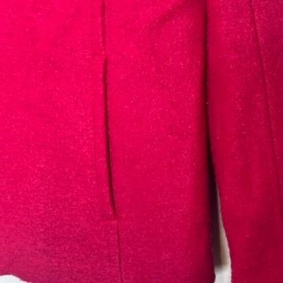 Lands' End Red‎ Pink Boiled Wool Blend Coat Full Zip Jacket Pockets Womens 4 - Picture 7 of 8
